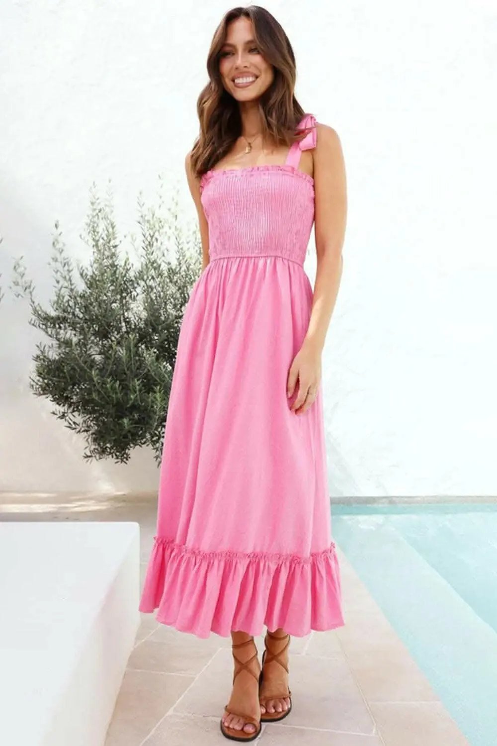 Elegant smocked ruffled dress - Love Salve